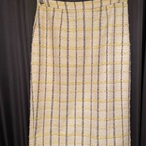 Cream Black and Yellow Tweed Skirt